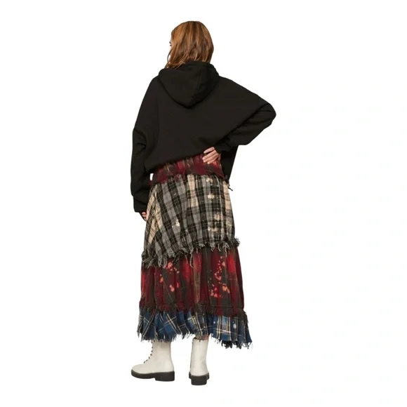 R13 Pieced Gathered Skirt in Red, Beige, & Blue Plaid - Small - Picture 14 of 14